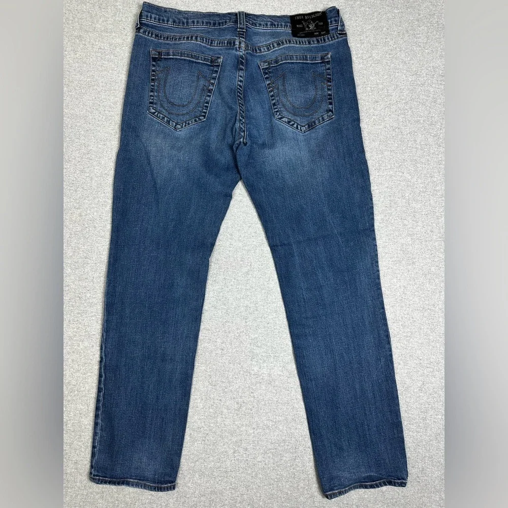 True Religion Geno Jeans Mens 36X32 Blue Relaxed Slim Fit Denim Straight‎ Leg